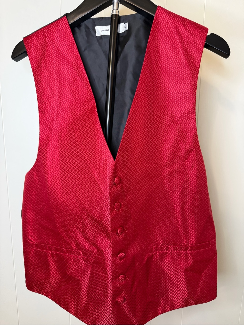 Pierre Cardin Red Men's Dress Vest with Textured Weave